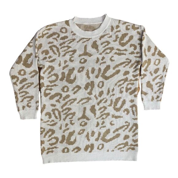 Vestidos Woman's Cheetah Print Cream Tan Sweater sz Small - Picture 1 of 5